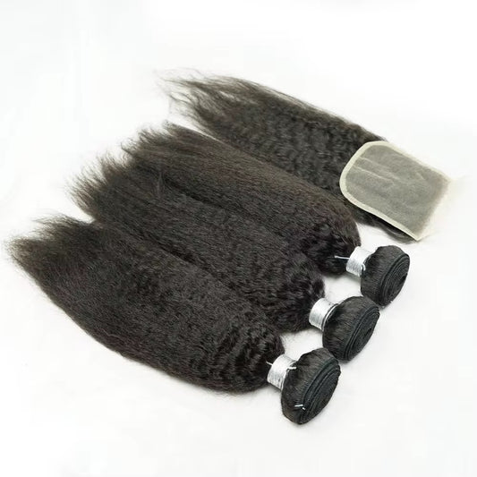Kinky Straight Bundles + 5x5 HD closure #1b