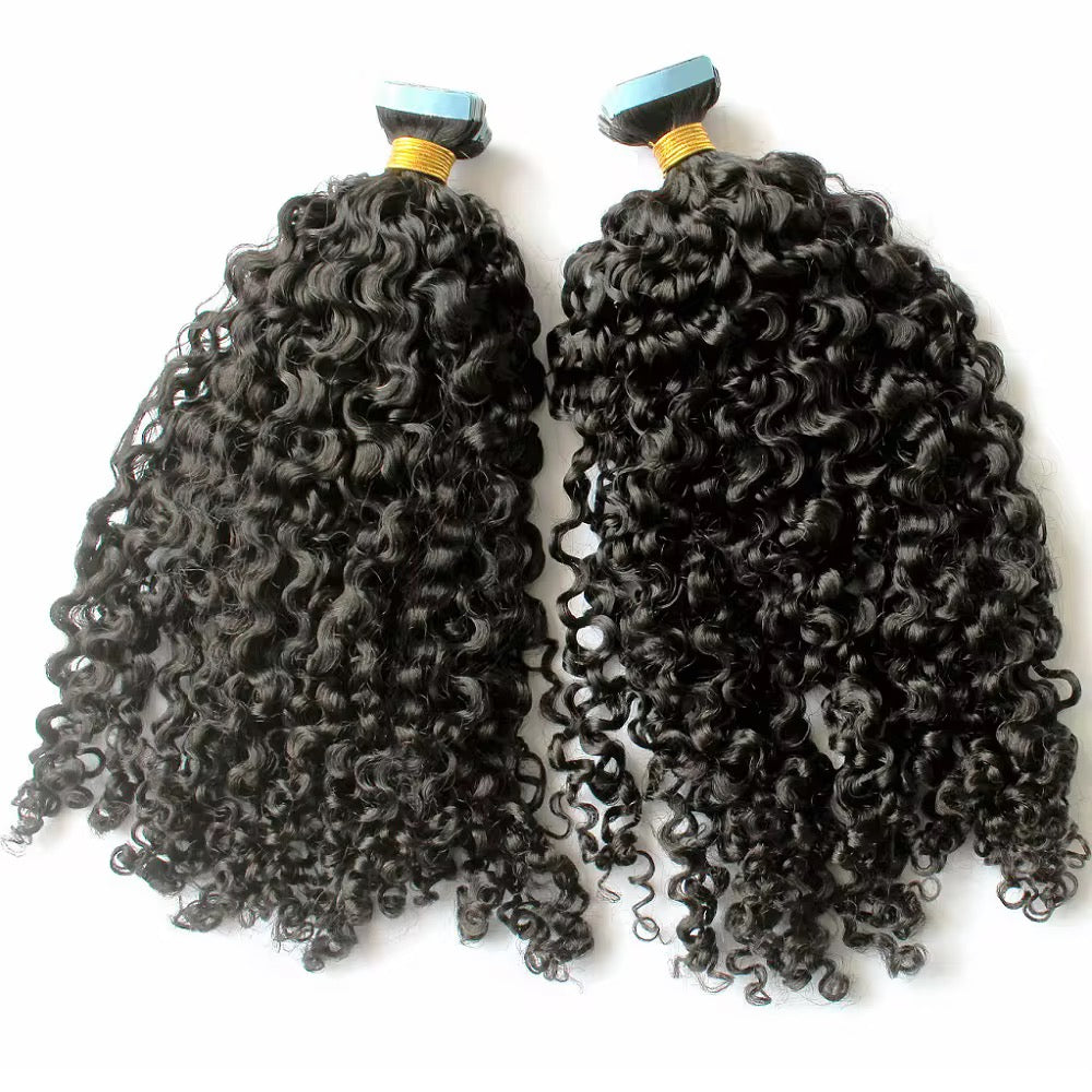 Burmese Curly Premium Virgin Tape-In Hair 1b