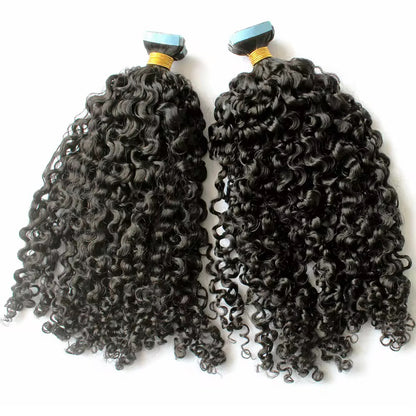 Burmese Curly Premium Virgin Tape-In Hair 1b
