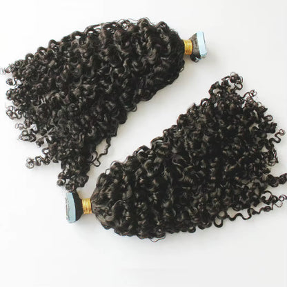 Burmese Curly Premium Virgin Tape-In Hair 1b